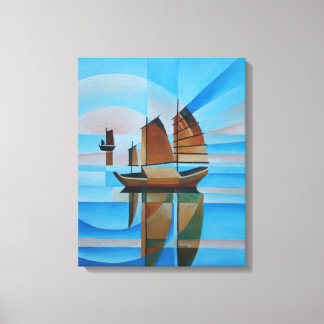 Soft Skies, Cerulean Seas and Cubist Junks Canvas Print