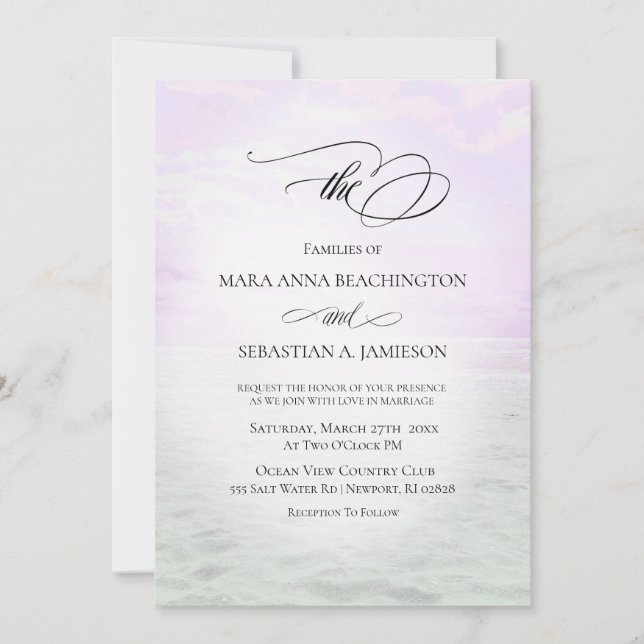*~* Soft Sky Beach Sea Sand Photo   Wedding Invitation (Front)