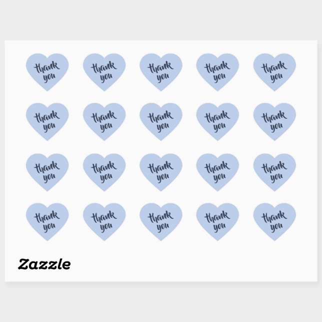 Soft Sky Blue Thank You Heart Sticker (Sheet)