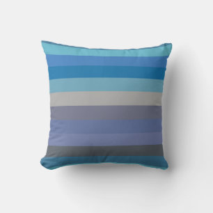 Soft Sky to Cobalt Blue Ombré Stripes Cushion