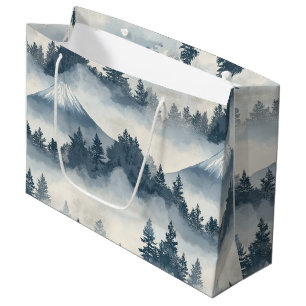 Soft Snowy Mountain Peaks - Blue White Large Gift Bag