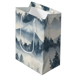 Soft Snowy Mountain Peaks - Blue White Medium Gift Bag