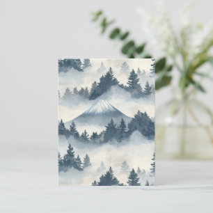 Soft Snowy Mountain Peaks - Blue White Postcard