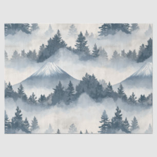 Soft Snowy Mountain Peaks - Blue White Tissue Paper