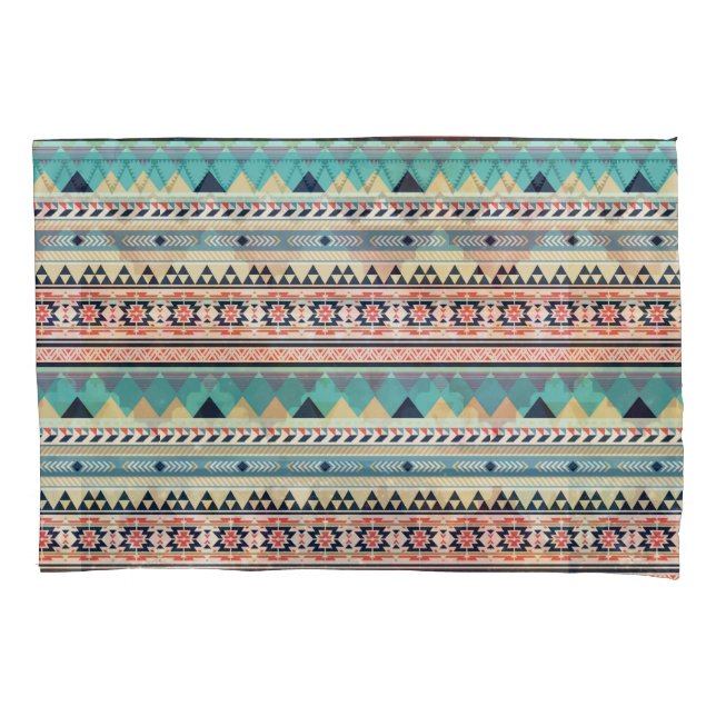 Soft Southwest Tribal Pattern Pink Turquoise Gold Pillowcase (Front)