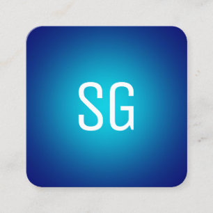 Soft Spot - Initials -  Cyan on Deep Navy Square Business Card