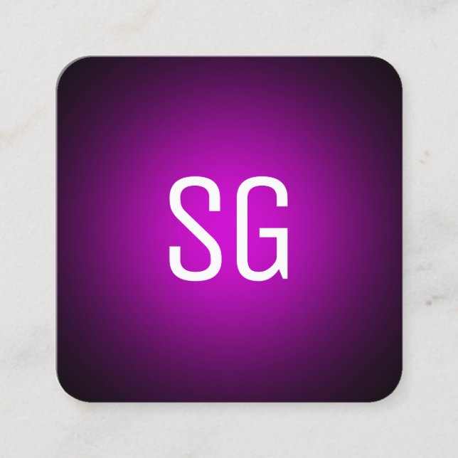 Soft Spot - Initials - Magenta on Black Square Business Card (Front)