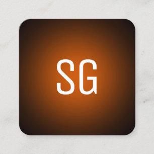 Soft Spot - Initials - Orange on Black Square Business Card