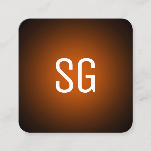 Soft Spot - Initials - Orange on Black Square Business Card (Front)