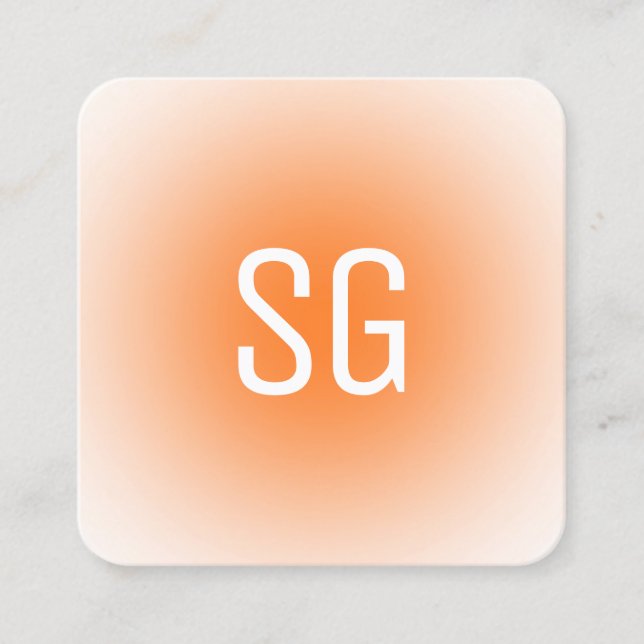 Soft Spot - Initials - Orange Square Business Card (Front)