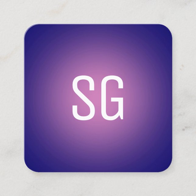 Soft Spot - Initials - Pink on Deep Navy Square Business Card (Front)