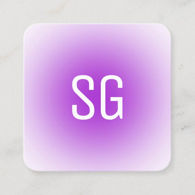 Soft Spot - Initials - Purple Square Business Card (Front)