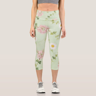 Soft Spring Blossom & Daisy Patterned Leggings