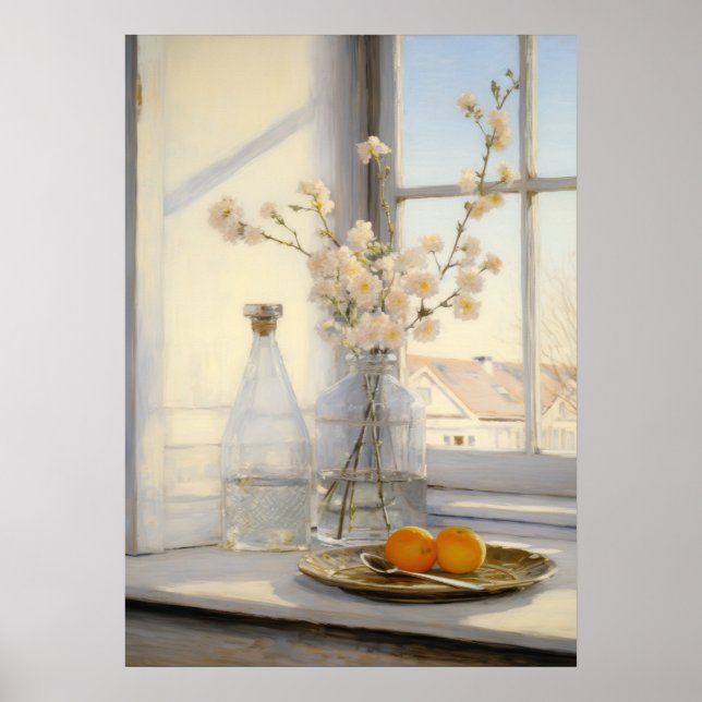 Soft Spring Blossom Window Still Life Cottagecore  Poster (Front)