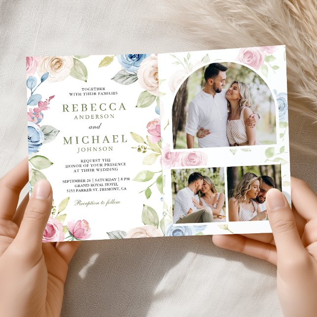 Soft Spring Floral All in One QR Code Wedding Invitation (Creator Uploaded)