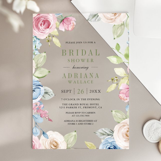 Soft Spring Floral Bridal Shower Acrylic Invitations (Creator Uploaded)