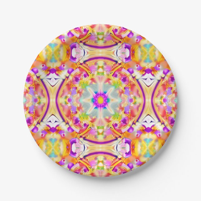 Soft Spring Pastels Tie Dye Pattern Paper Plate (Front)