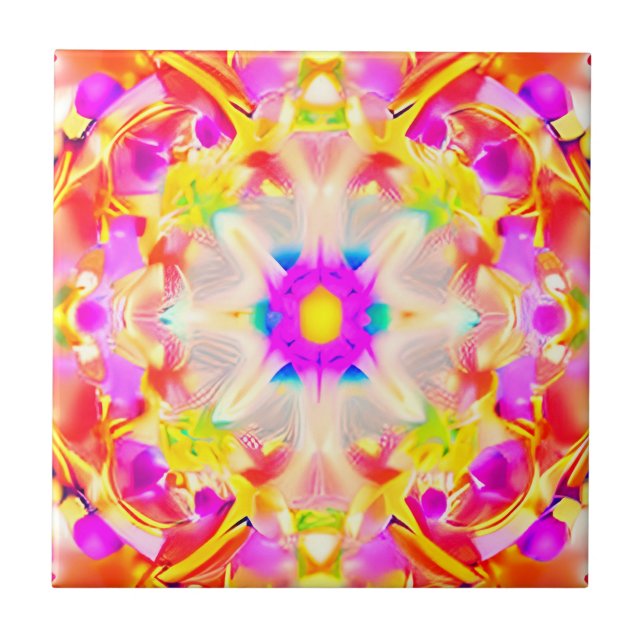 Soft Spring Pastels Tie Dye Pattern Tile (Front)
