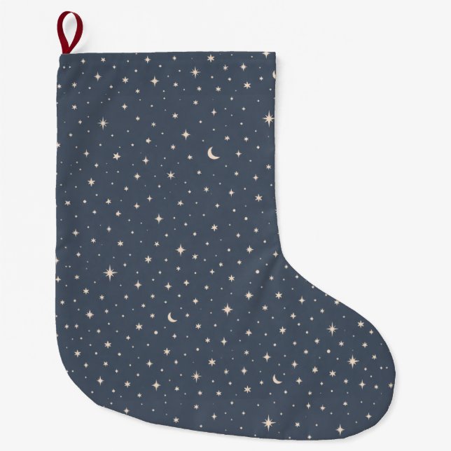 Soft Star Pattern Aesthetic Large Christmas Stocking (Front)