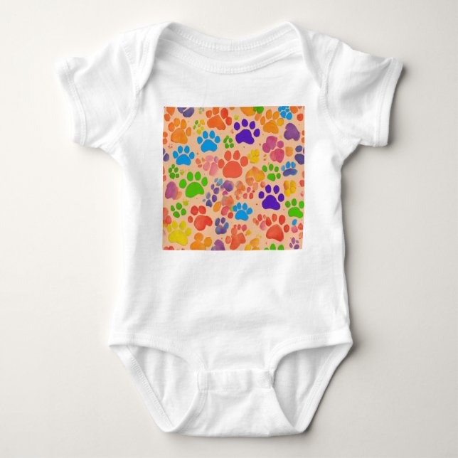 Soft Steps, Happy Paws baby bodysuit (Front)