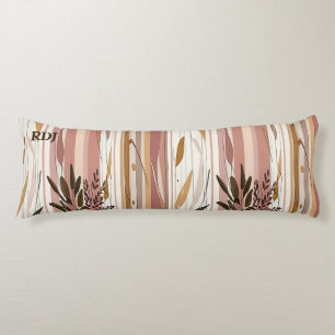 Soft Striped Dusty Rose Background Botanical Body Cushion