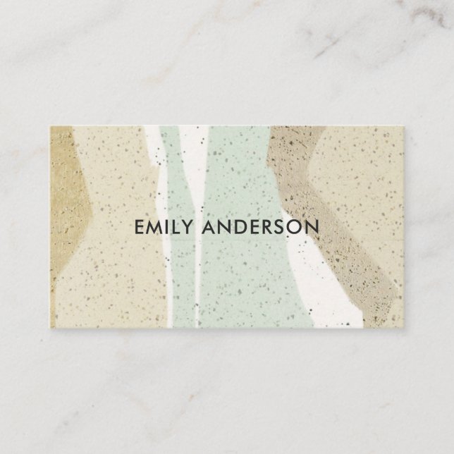 SOFT SUBTLE AQUA GREY MODERN ABSTRACT ART WAVES BUSINESS CARD (Front)