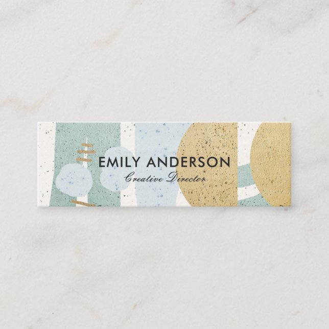 SOFT SUBTLE AQUA MODERN ABSTRACT GEOMETRIC ART MINI BUSINESS CARD (Front)