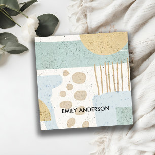 SOFT SUBTLE AQUA MODERN ABSTRACT GEOMETRIC ART SQUARE BUSINESS CARD