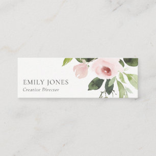 SOFT SUBTLE COLOR WASH BLUSH PINK FLORAL BUNCH MINI BUSINESS CARD