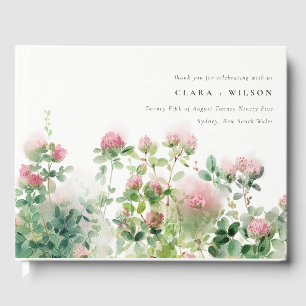 Soft Subtle Pink Watercolor Floral Garden Wedding Guest Book