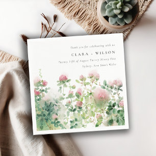 Soft Subtle Pink Watercolor Floral Garden Wedding Napkin