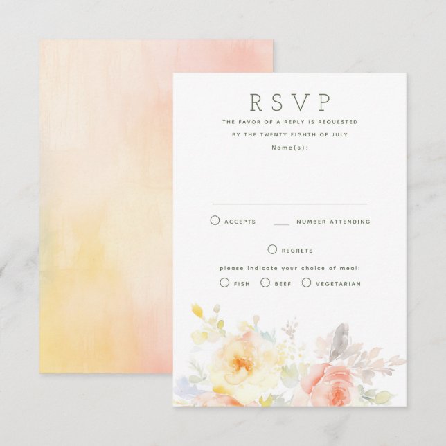 Soft Summer Flowers RSVP Card for Wedding (Front/Back)