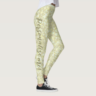Soft Sunlight Light Yellow Glitter CUSTOM TEXT Leggings