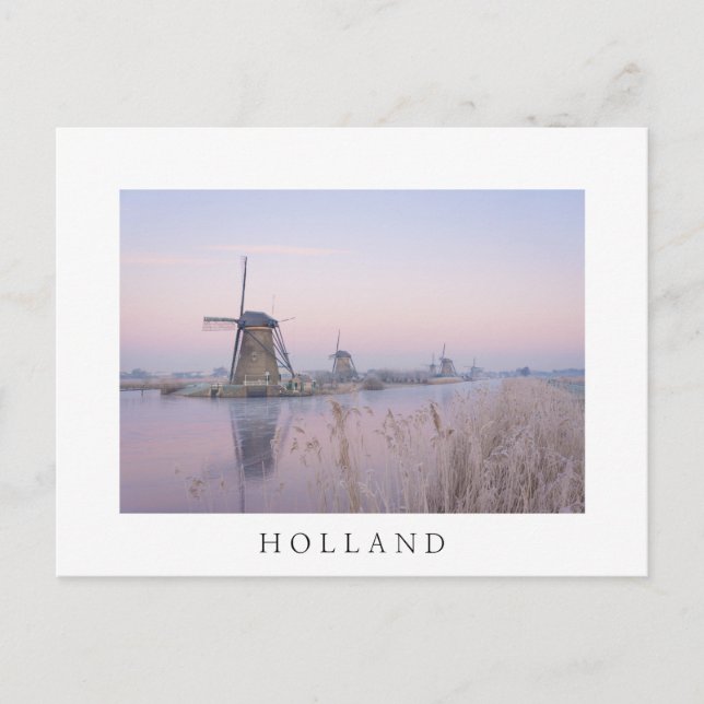 Soft sunrise light in winter over windmills postcard (Front)