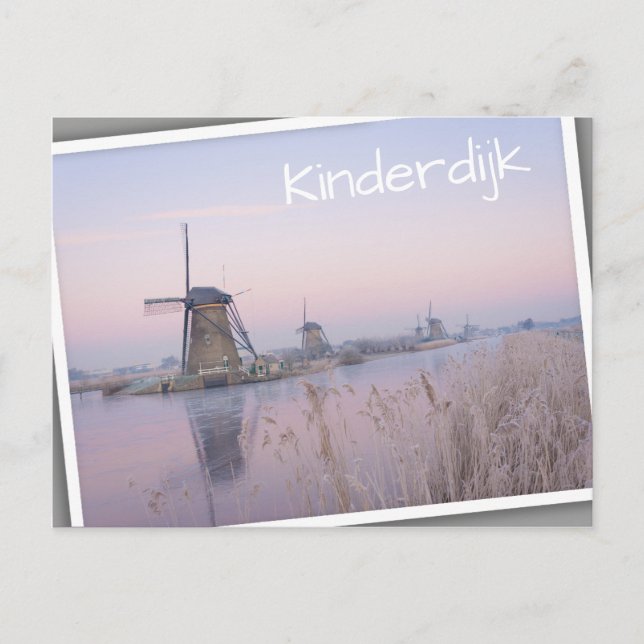 Soft sunrise light in winter over windmills postcard (Front)