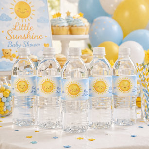 Soft Sunshine Sky Clouds Baby Shower Bottle Label