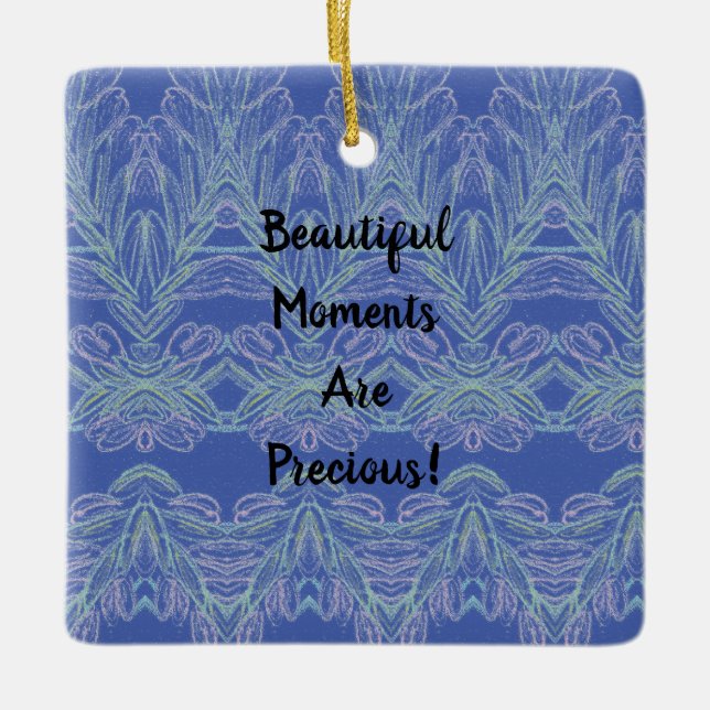 Soft Swirls Blue Beautiful Moments Ceramic Ornament (Front)
