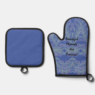 Soft Swirls Blue Beautiful Moments Oven Mitt & Pot Holder Set