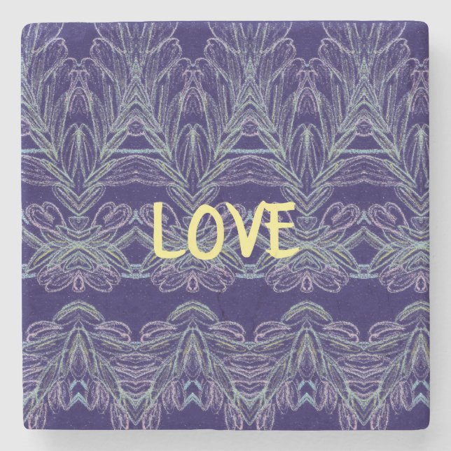 Soft Swirls Love (Purple) Stone Coaster (Front)