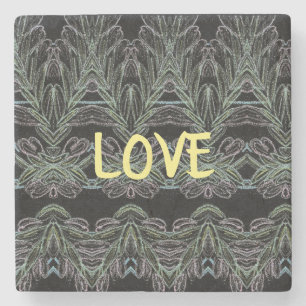 Soft Swirls Love  Stone Coaster
