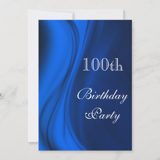 Soft Swirls Of Blue 100th Birthday Invitation (Front)
