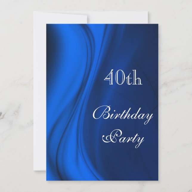 Soft Swirls Of Blue 40th Birthday Invitation (Front)