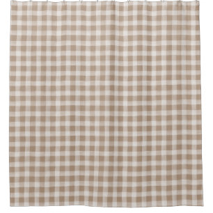 Soft Tan Beige English Country Check Plaid Shower Curtain