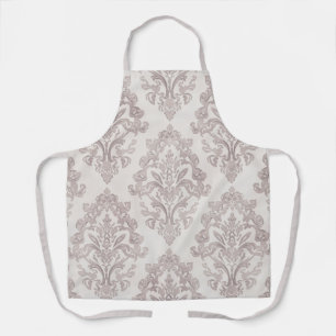 Soft Taupe Damask Watercolor Classic Floral Apron