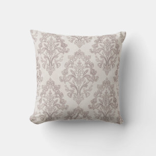 Soft Taupe Damask Watercolor Classic Floral Cushion