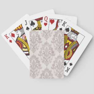 Soft Taupe Damask Watercolor Classic Floral Playing Cards
