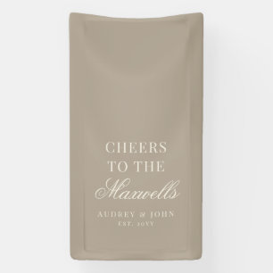 Soft Taupe Ivory Cheers Script Wedding Banner