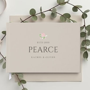 Soft Taupe   Petit Floral Wedding Guest Book