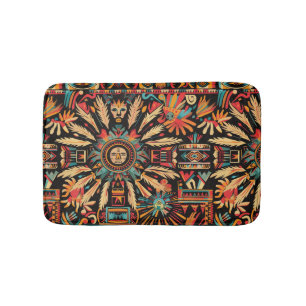 Soft Teal "Aztec Dream" Bathroom Bath Mat