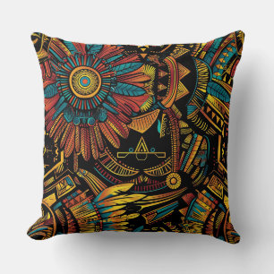 Soft Teal "Aztec Dream" Plush Throw Cushion 51x51